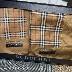 Burberry Tan and Black Plaid Handkerchief Set